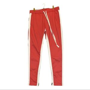 Mens salmon maroon cargo striped pant